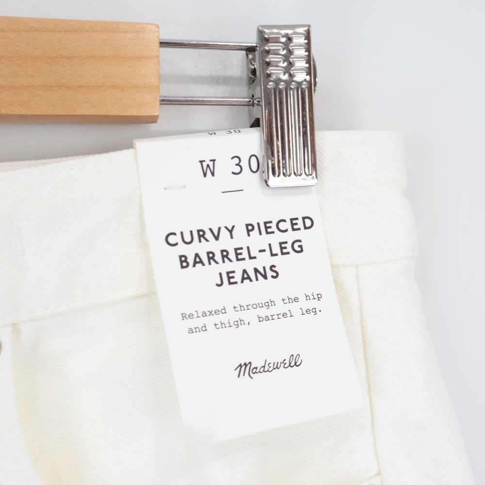 NWT Madewell The Curvy Pieced Barrel-Leg Jean Relaxed Fit In Tile White Size 30 - Picture 9 of 12